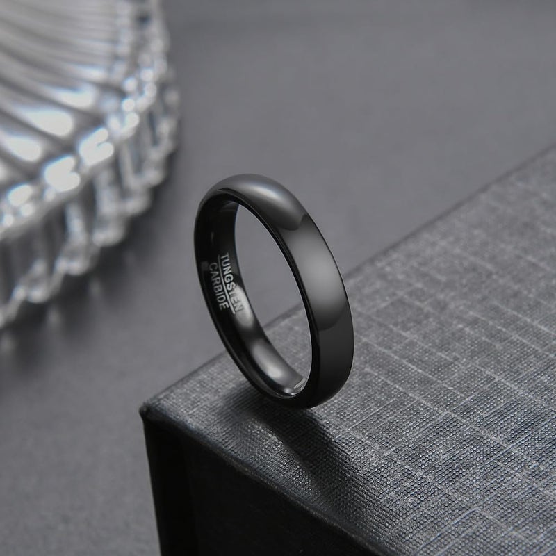 VQYSKO Tungsten Wedding Band Ring for Men Women | 2mm 4mm 6mm 8mm Gold Domed Tungsten Wedding Band Ring for Men Women High Polish Comfort Fit | Size 5-14 - Image 5